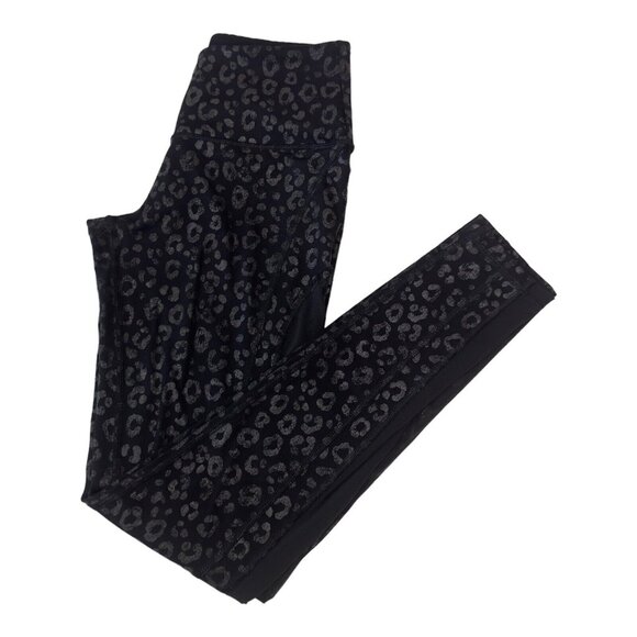 Victoria Sport Women SZ XS Black Leopard Print Leggings-Mesh Sides-Gym Yoga Comf - Picture 10 of 12
